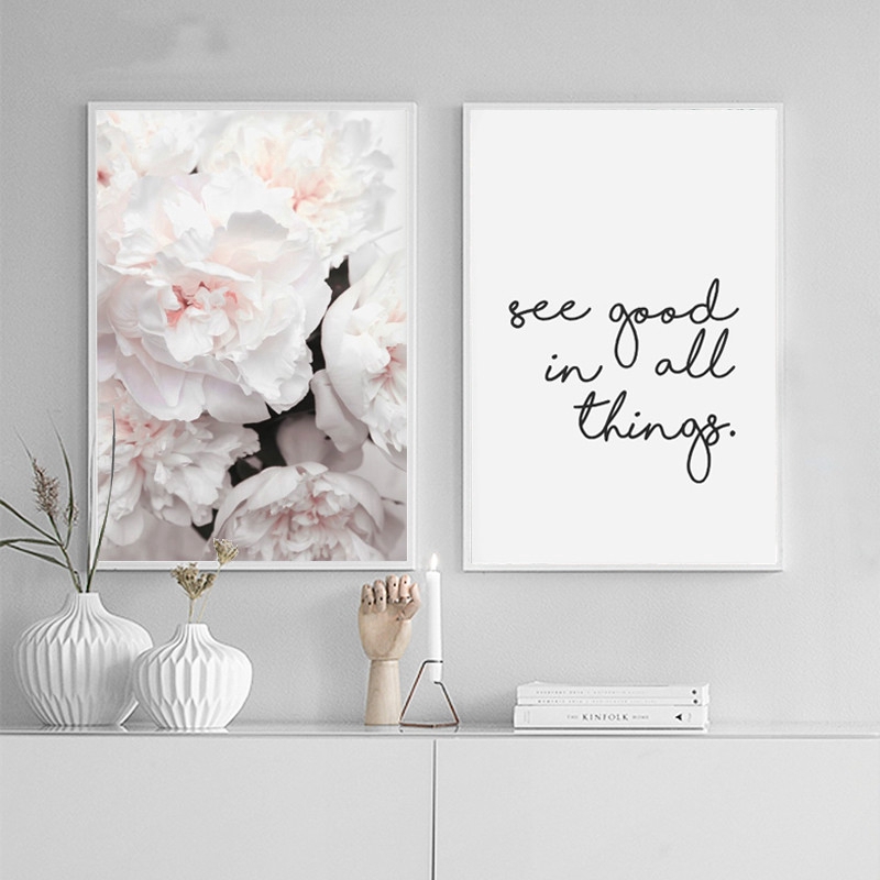 Tranh Treo Tường Nghệ Thuật Trang Trí In Hình Hoa Mẫu Đơn Scandinavia Bằng Vải Bố