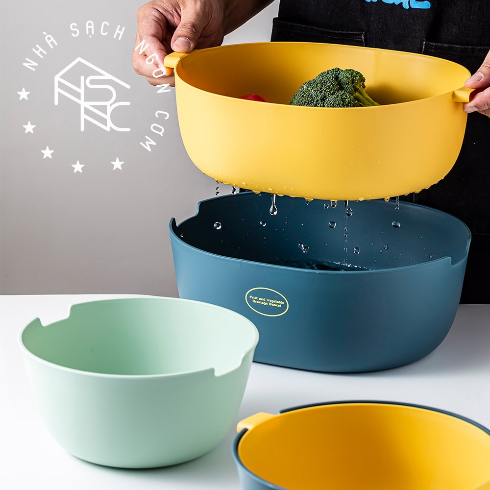 Rổ nhựa hai lớp đựng trái cây rau củ SY1727 (Màu ngẫu nhiên)