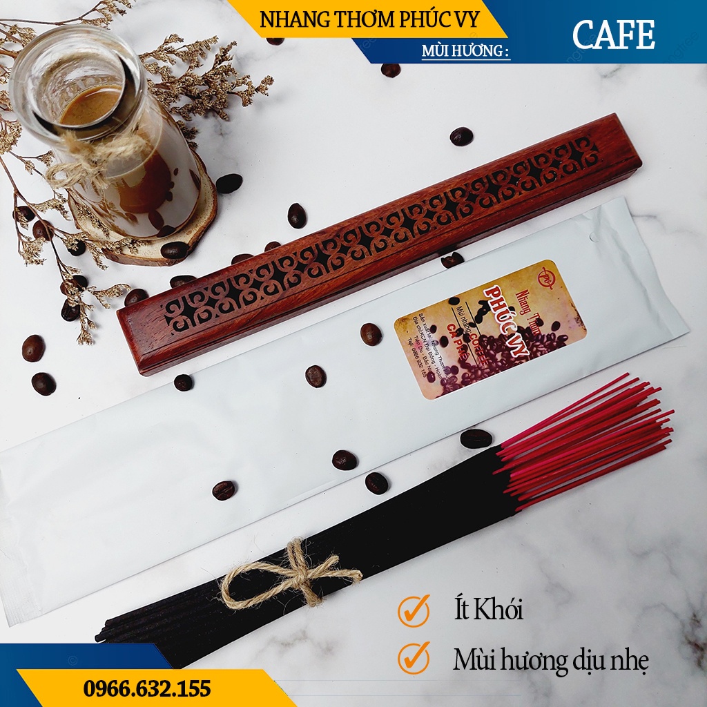 Nhang Thơm Phúc Vy Hương Cafe - Túi 39 Cây 28cm, Ít Khói, Thơm Nhẹ, Dễ Chịu, Không kích mũi