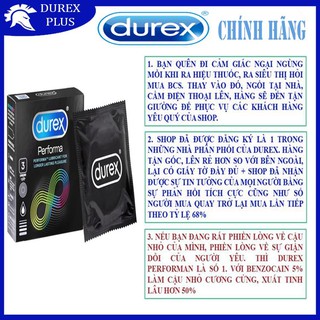 [TRỊ XUẤT TINH SỚM - 100%] Bao cao su DUREX PERFORMA kéo dài thời gian quan hệ (4 hộp)