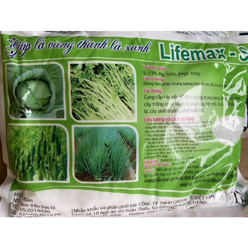 1kg Phân Bón Lifemax S - Siêu Ra Rễ, Giải Độc, Ngồng To, Thân Mập, Lá Dầy, Vươn Cây, Nở Cọng, Tẩy Mã