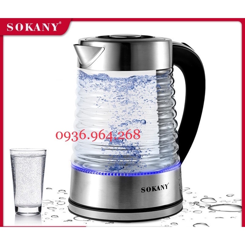 Ấm siêu tốc thuỷ tinh ( 2,2 lít, inox 304) SONAKY