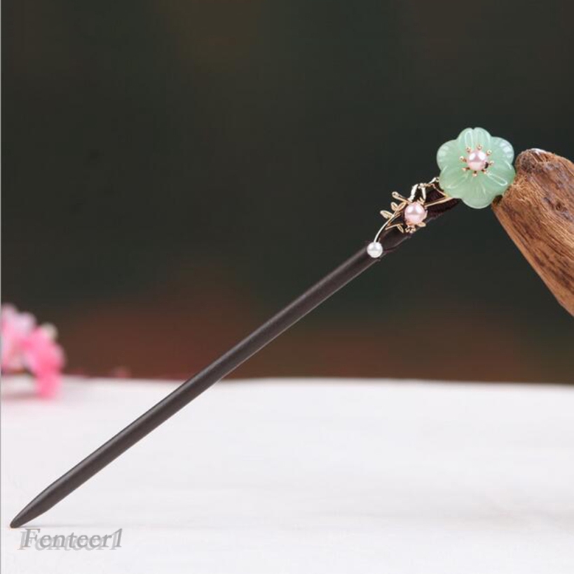 Trâm Cài Tóc Bằng Gỗ Tự Nhiên Họa Tiết Hoa Phong Cách Trung Quốc Cổ Điển Fenteer1
