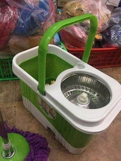 Chậu lau nhà 360 độ tặng kèm cây lau nhà và bông lau rời