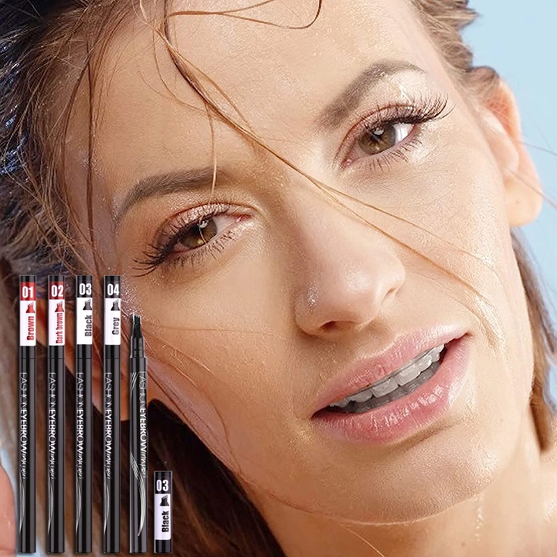 Bút Kẻ Lông Mày Dạng Phẩy Sợi Chống Nước Chống Nhòe 6 Màu Sắc Lựa Chọn