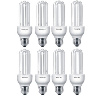 Bộ 8 bóng đèn compact 3u essential 18w e27 philips