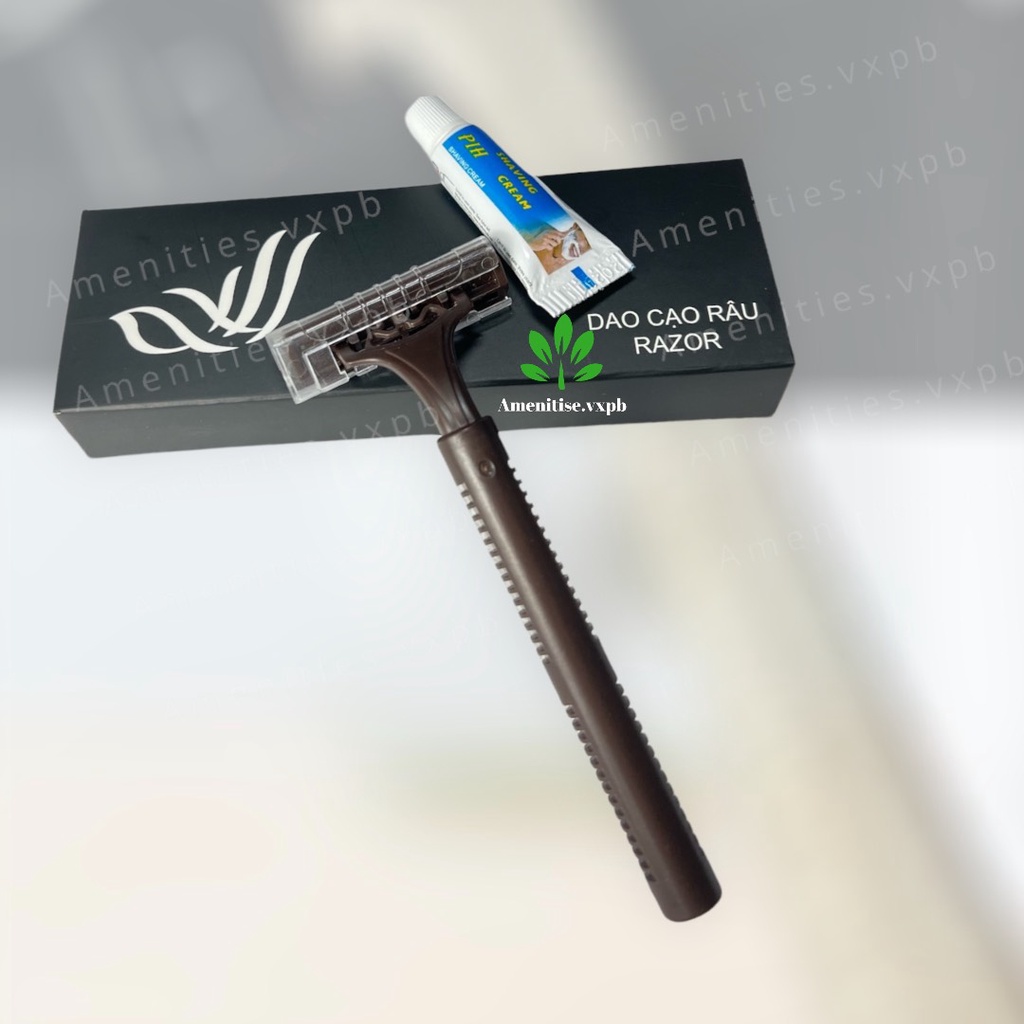 100 dao cạo nâu đựng vỏ hộp giấy (mẫu cánh chim) dùng 1 lần cho khách sạn