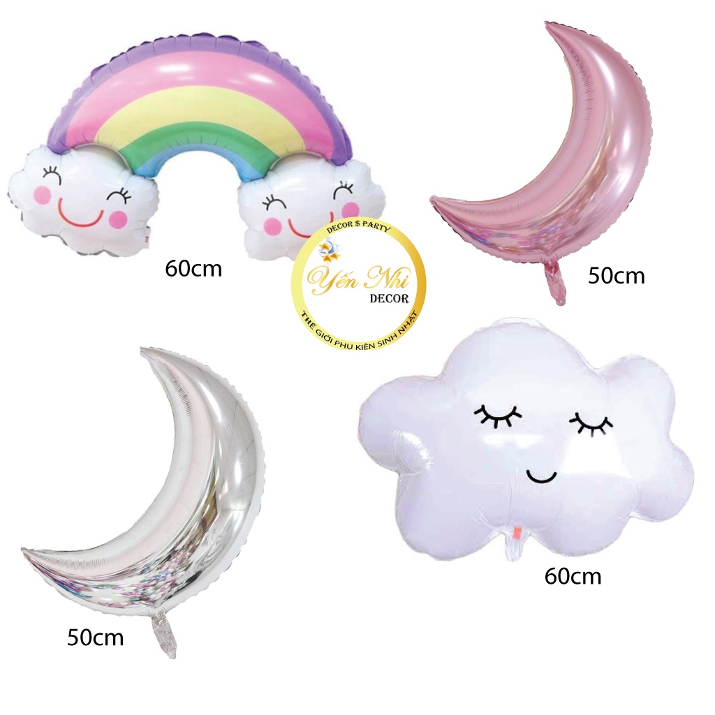 Bóng tráng nhôm hình mây,trăng,cầu vồng, phụ kiện trang trí sinh nhật đẹp rẻ YẾN NHI SHOP