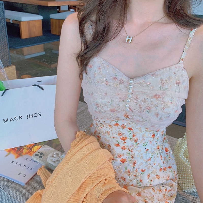 Váy Hai Dây Hoa Nhí/ Váy Maxi Đi Biển VH10 Phong Cách Hàn Quốc