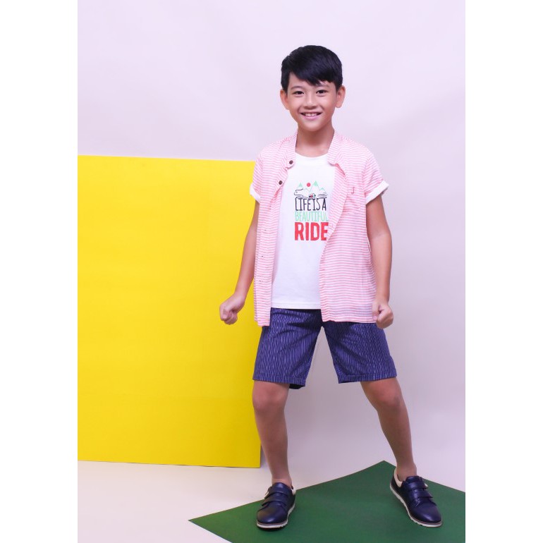 Áo sơ mi tay ngắn bé trai chất liệu tự nhiên vải mềm mịn, mỏng nhẹ cho những ngày hè Jadiny