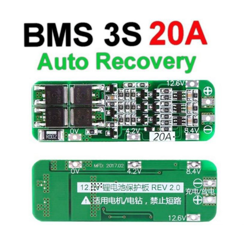 Mạch 3S 12.6V - 20A, sạc đầy tự ngắt và bảo vệ pin