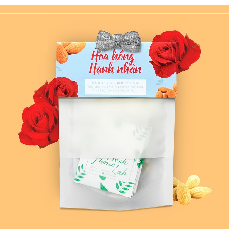 Bột mặt nạ thiên nhiên hoa hồng hạnh nhân sáng da Fresh Home Lab