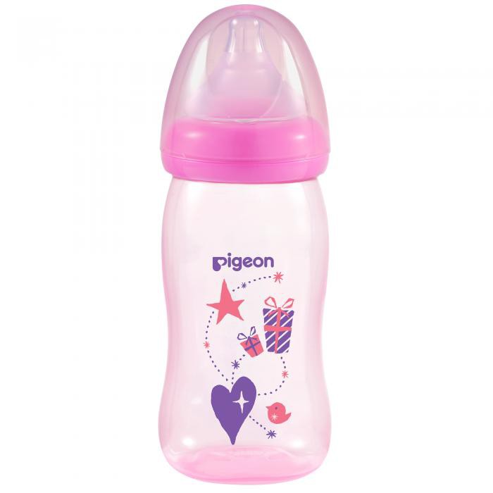 Bình sữa PP Plus họa tiết hồng 240ml (M) - PIGEON