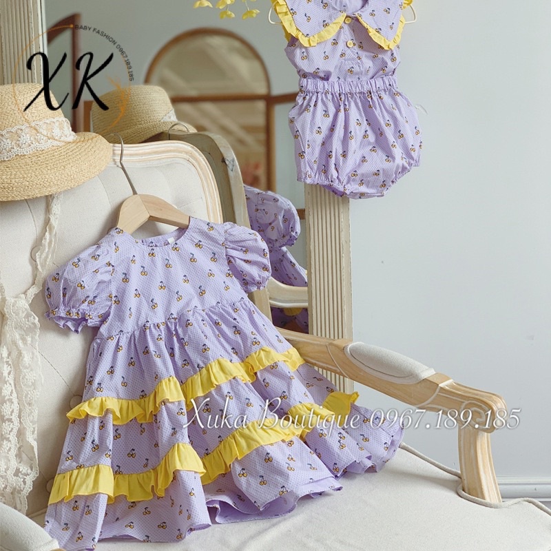 Váy Trẻ Em Màu Tím | Váy Xoè Công Chúa BabyDoll Quảng Châu Cao Cấp Cho Bé 1 - 8 tuổi Hãng GALAKOKO [Ảnh Thật]