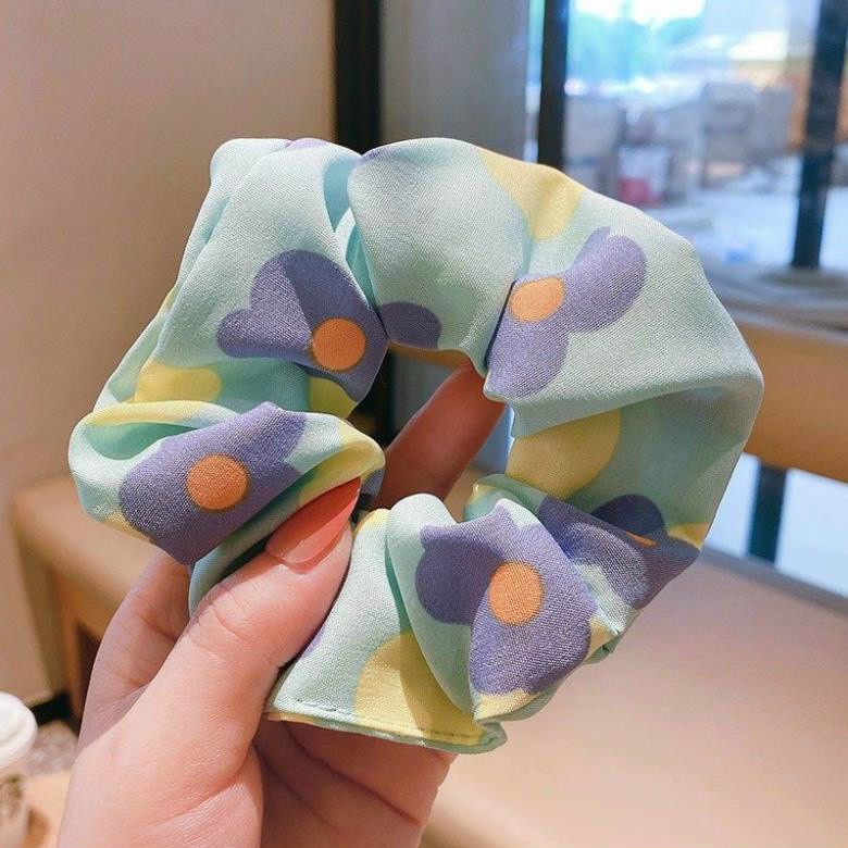Cột Tóc Vải Scrunchies Họa Tiết Hoa Quả Hàn Quốc