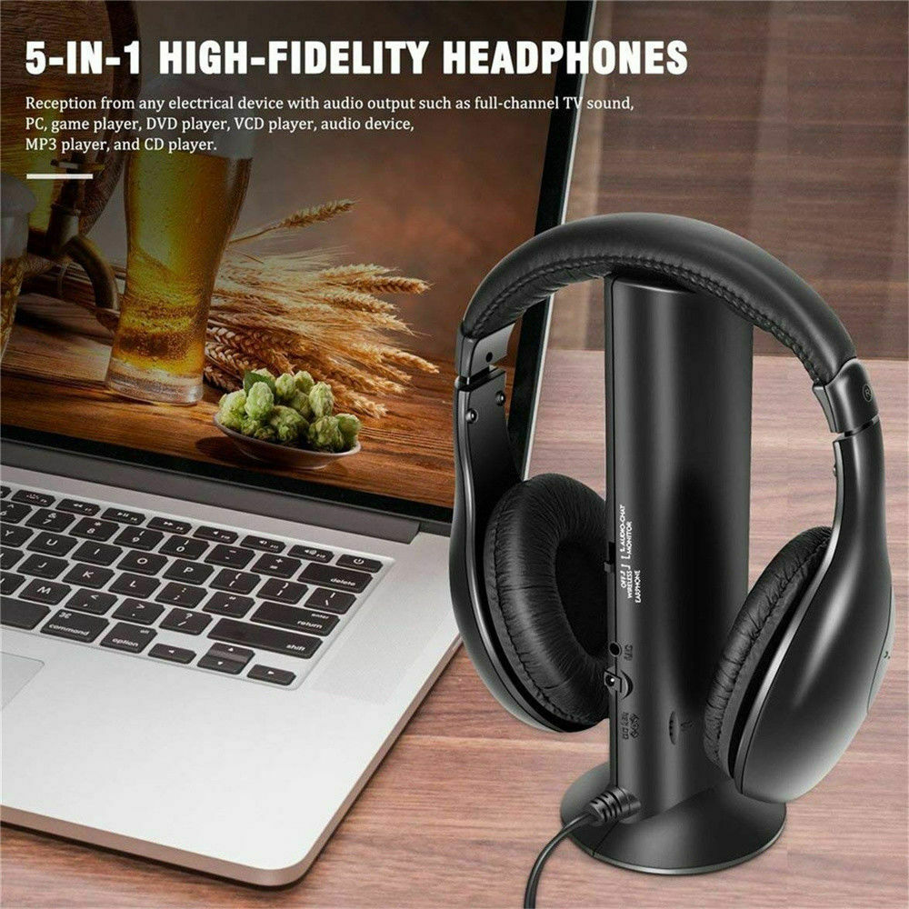 Tai Nghe Bluetooth Hi-Fi Không Dây 5 Trong 1 Cho Tv Dvd Mp3 Pc - Màu Đen | BigBuy360 - bigbuy360.vn