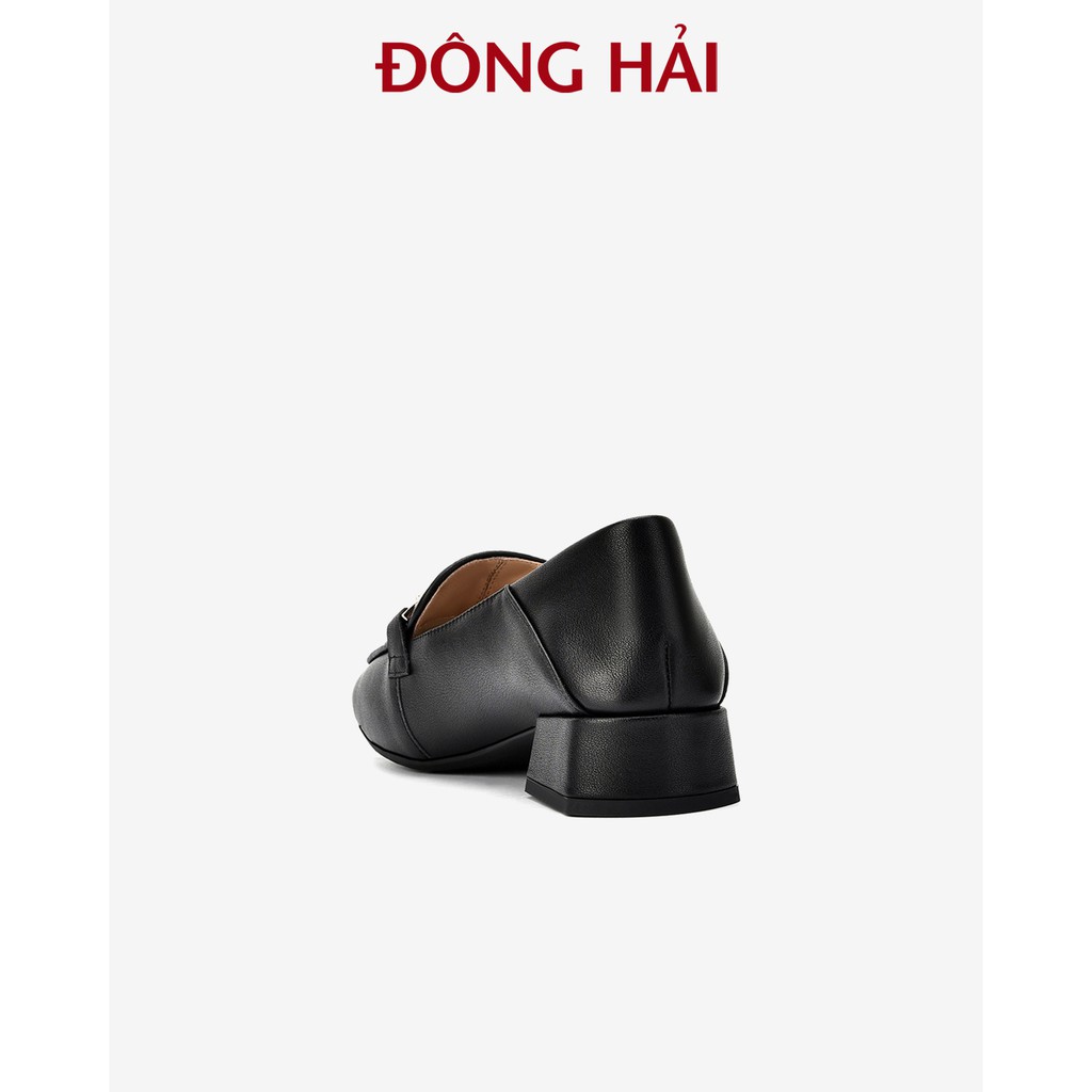 Giày lười nữ Zuciani gót vuông 3cm đính khóa cài viền đá nữ tính - GZD45