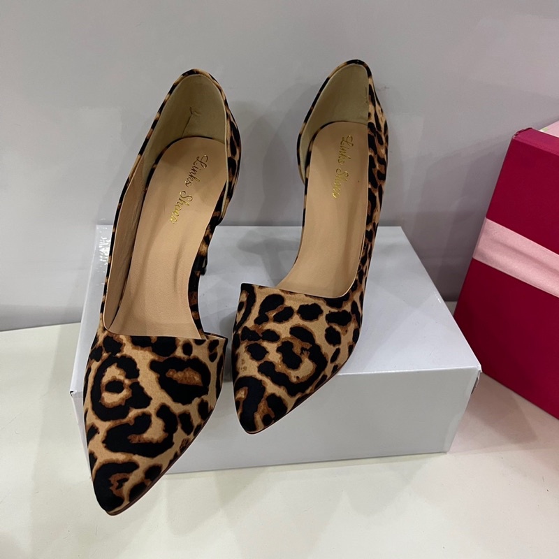 Giày cao gót khoét eo hoạ tiết da beo thời trang nữ sành điệu, đủ size TT185