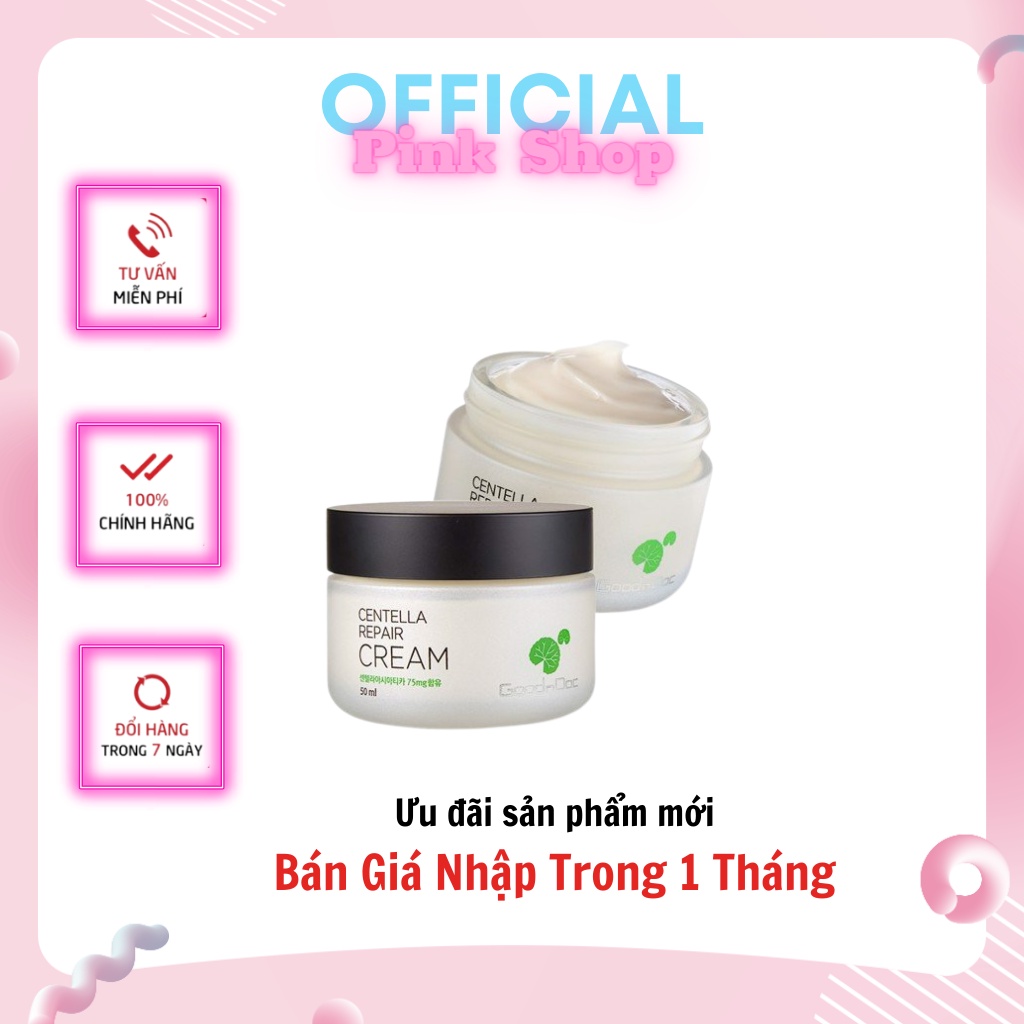 Kem Rau Má Dưỡng Ẩm Phục Hồi Giảm Thâm Nám Trắng Sáng Da Chống Lão Hóa GoodnDoc Centella Repair Cream - Pink Shop