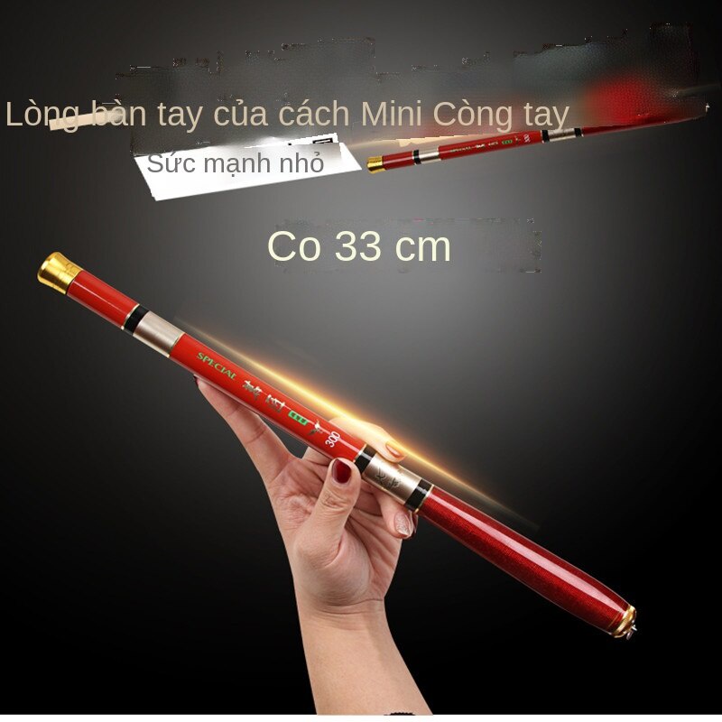 Cái mới✲✸Bỏ túi phần cực ngắn cần cực cầm tay 2,1-5,4 mét thu nhỏ 33cm cần câu cá mini cần câu dòng cần câu cầm tay nhỏ