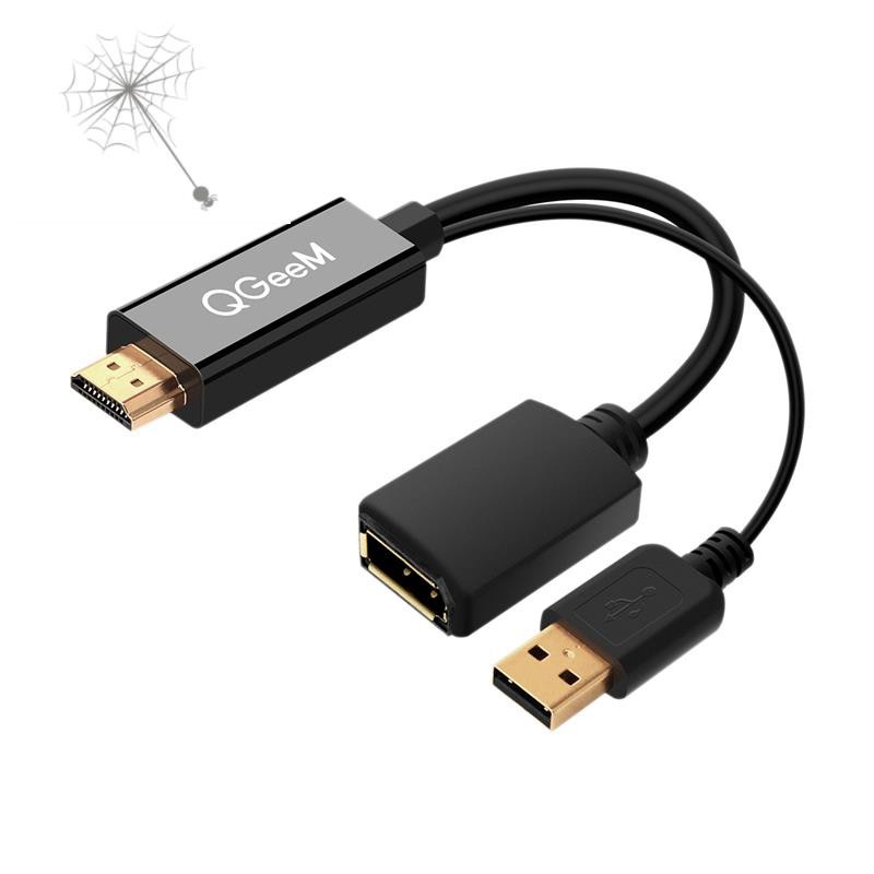 QGeeM HDMI to DP Female Converter Adapter with USB Port Supports PD Charging in Line with VESA Dual e