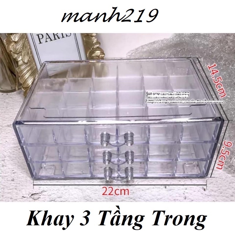 Khay đựng Đá 3 tầng khay đựng dụng cụ phụ kiện, khay mika 3 tầng - manh219