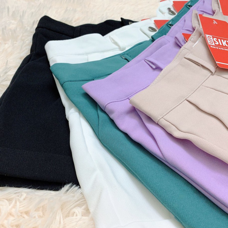 Quần Short nữ gập gấu lưng cao ống rộng,Cạp eo lưng cao,Có Túi Khuy cài ( Xả Lỗ, Xin đánh giá 5sao )