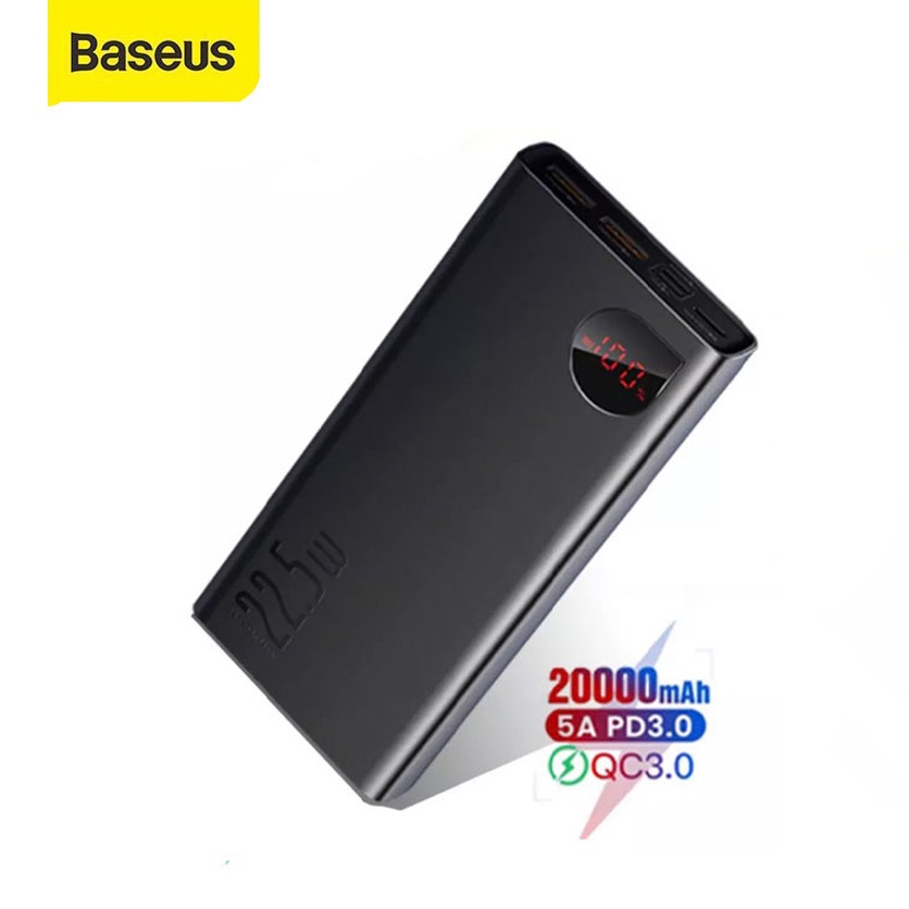 Sạc dự phòng Baseus 20000mAh Sạc nhanh 20W Vỏ nhôm có Led hiển thị Adaman Metal Digital Displa
