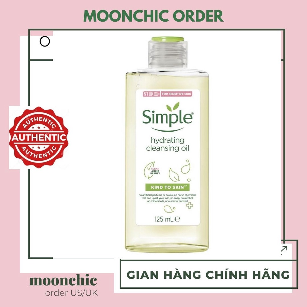 [mẫu 2021] Dầu tẩy trang SIMPLE Kind To Skin Hydrating Cleansing Oil