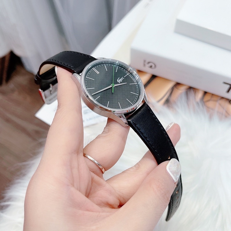 Đồng hồ Lacoste nam size 41mm dây da đen sang trọng nam tính - Hàng nhập Mỹ