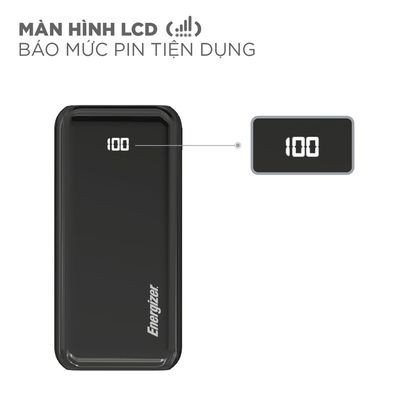 Sạc dự phòng Energizer 20,000mAh UE20011C - tích hợp 3 cổng outputs và 2 cổng inputs