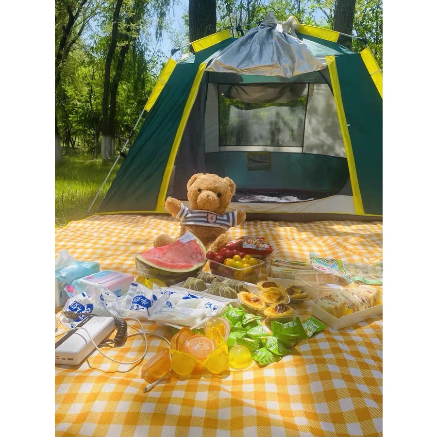 THẢM DÃ NGOẠI, DU LỊCH, PICNIC CAO CẤP - Chống thấm nước, họa tiết caro,  gấp gọn tiện lợi - Mixiao Haochi