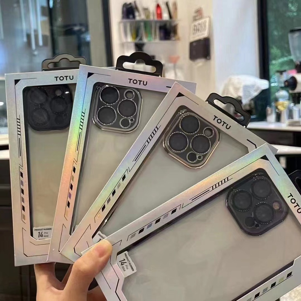 CHÍNH HÃNG MÀU TIM Ốp lưng TOTU trong CÓ LỚP KÍNH bảo vệ mắt camera iPhone 14 PRO PLUS MAX trong dẻo viền màu siêu đẹp