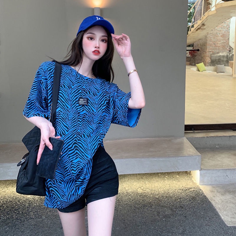 Áo Thun Nữ Tay Ngắn Dáng Rộng In Họa Tiết Da Báo (40-150kg)