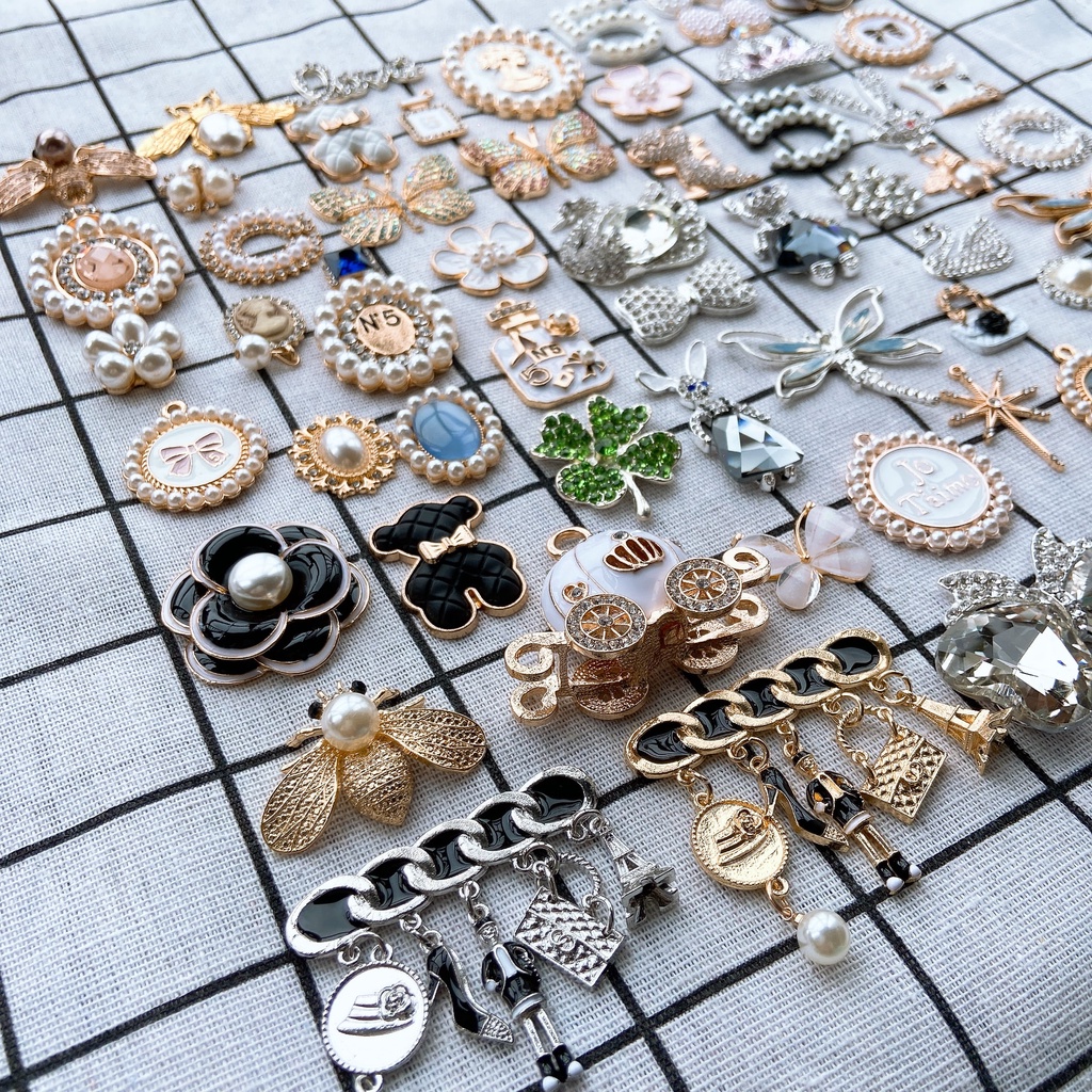 Phụ Kiện Trang Trí Giày DIY Đính Ngọc Trai Kim Loại Sáng Bóng Thời Trang#Loạt Sang Trọng