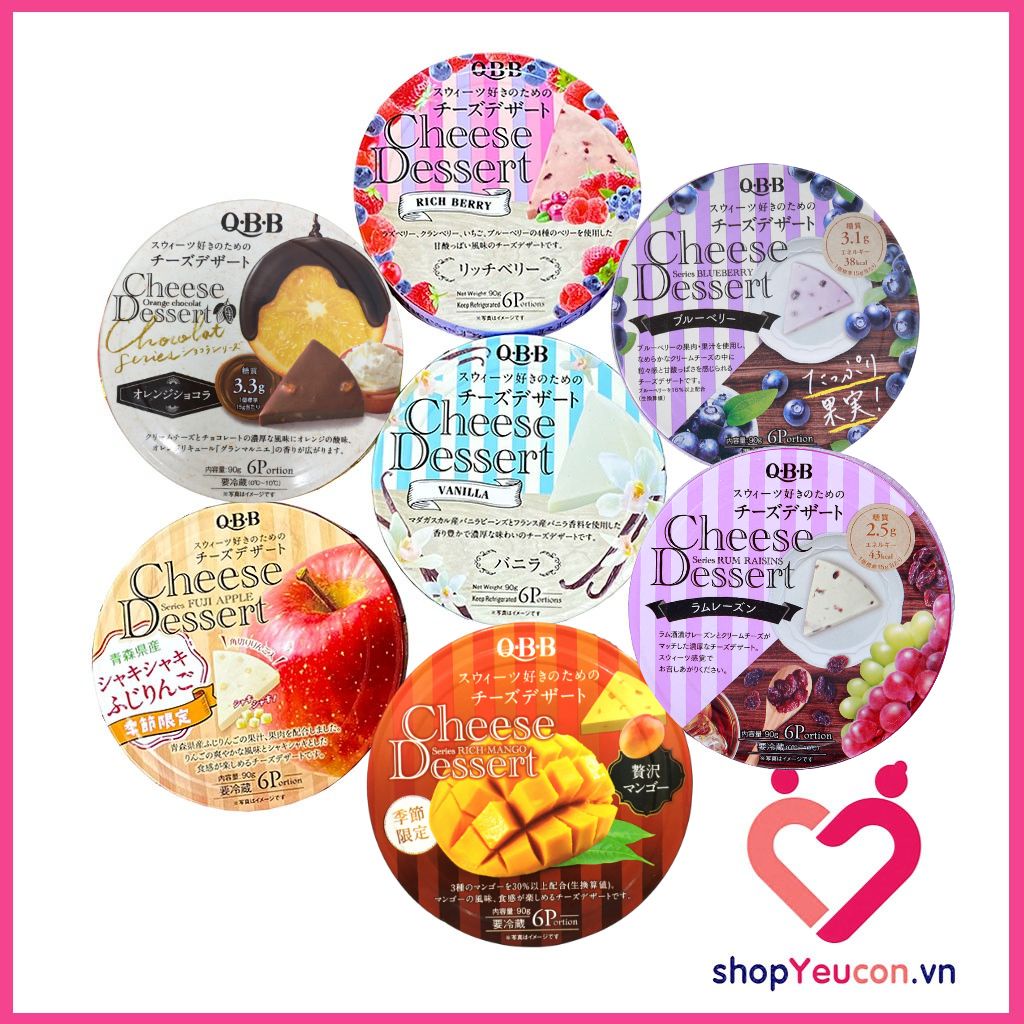 Phô Mai Trái Cây QBB Cheese Dessert Đủ Vị Nhật Bản Hộp 6 Miếng 90g [Date T2-3/2023]