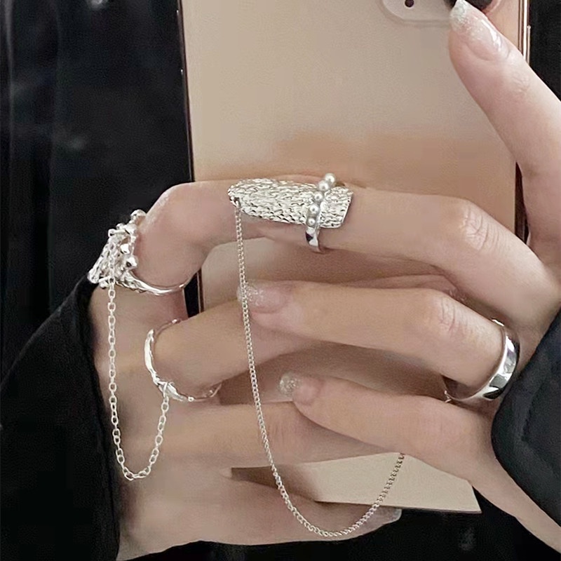 Nhẫn Đeo Ngón Tay Bằng Kim Loại Cảm Giác Ngọc Trai Có Thể Điều Chỉnh Thiết Kế INS