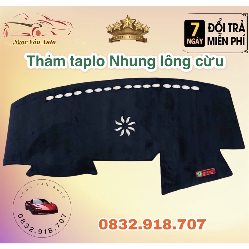 Thảm Taplo nhung Honda Brio 2019 - 2020 - 2021 Nhung lông cừu chống trượt
