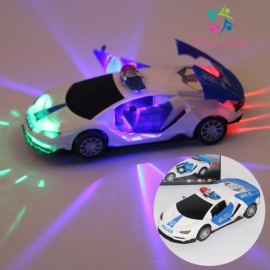 Ô tô cảnh sát đồ chơi ô tô biến hình xoay 360 có đèn có nhạc loại xịn