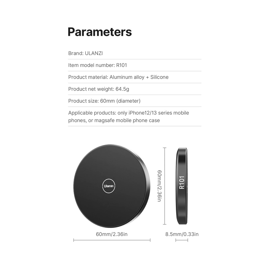 ULANZI R101 - Mount Từ Tính Dành Cho iPhone 12/13/14 Series Và MagSafe - Hàng Chính Hãng