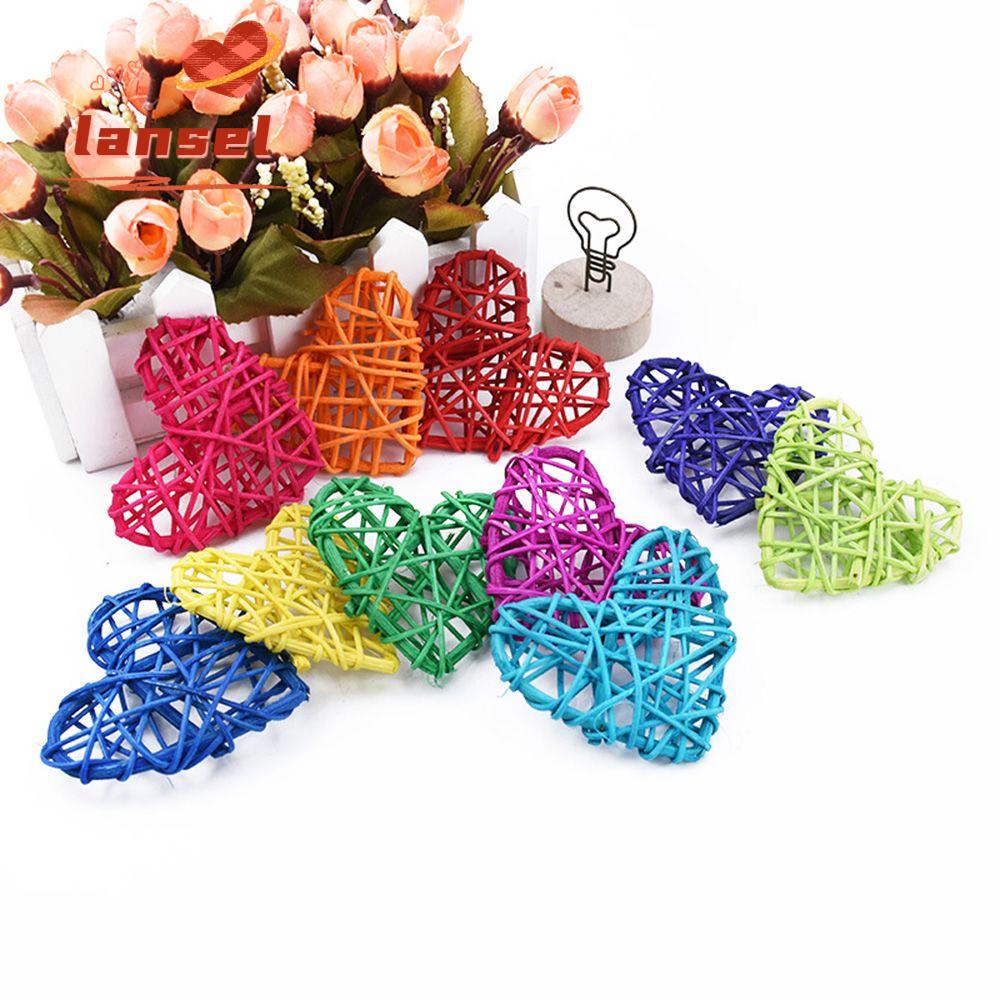 Set 10 Dây Mây 7CM Hình Trái Tim Nhiều Màu Sắc Trang Trí Tiệc Giáng Sinh