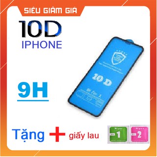 Kính Cường Lực Full màn 10D dành cho Iphone - Kính đẹp, Siêu mỏng, tặng kèm tấm lau kính