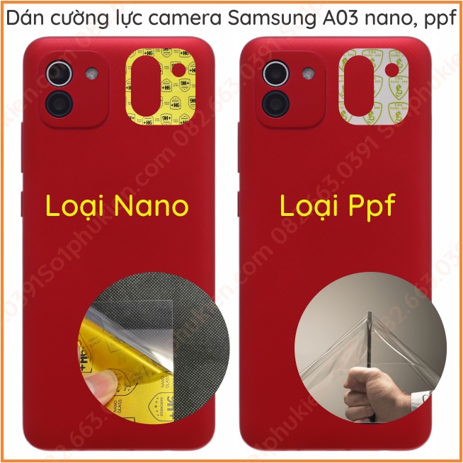 Miếng dán camera Samsung A03 loại nano, ppf , dán decal nhôm chống xước bảo vệ cam