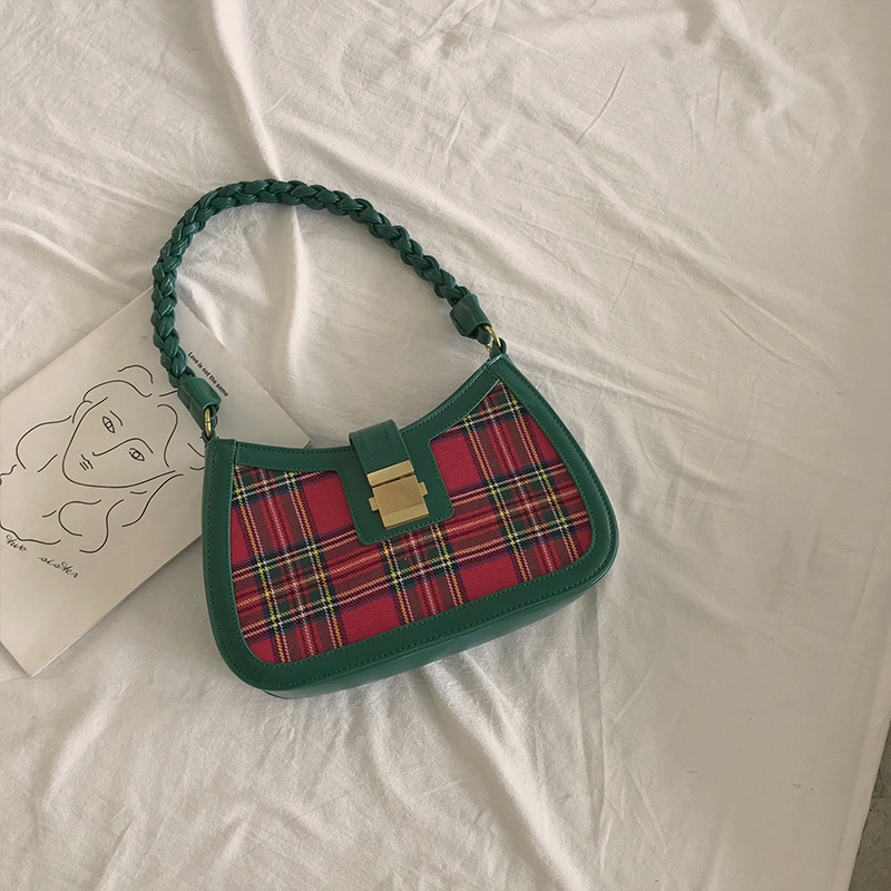 Ielgy Túi Xách Đeo Dưới Cánh Tay Họa Tiết Ca Rô Thời Trang Niche