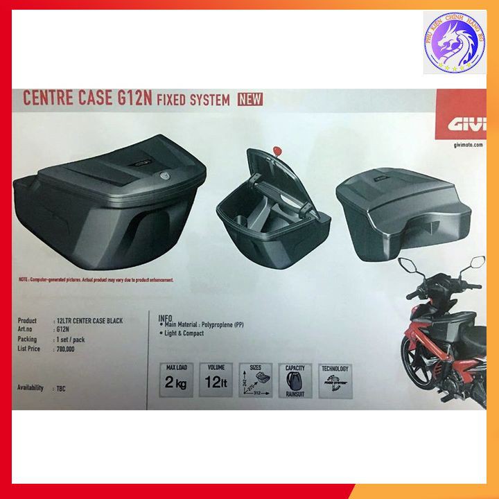 Thùng Giữa Givi G12N + Pát Gắn Cho Xe Exciter/ Winner/ WinnerX (phân loại chọn theo xe) - Hàng Chính Hãng - BH 2 Năm