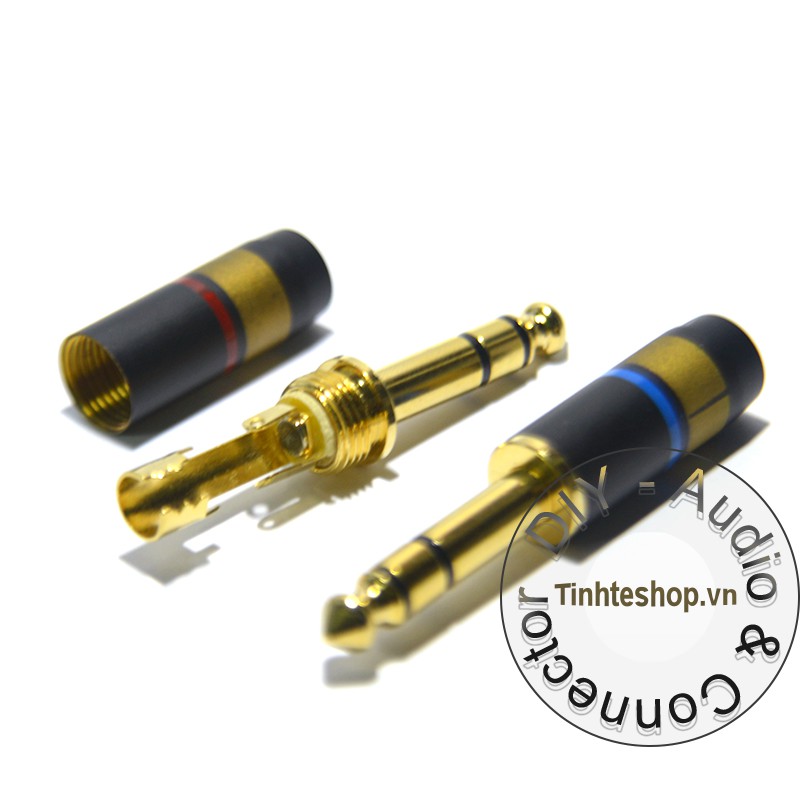 Đầu hàn jack cắm audio DIY 6.35mm 6.5mm gold 24K OD6mm Mono/Stereo (1 chiếc)