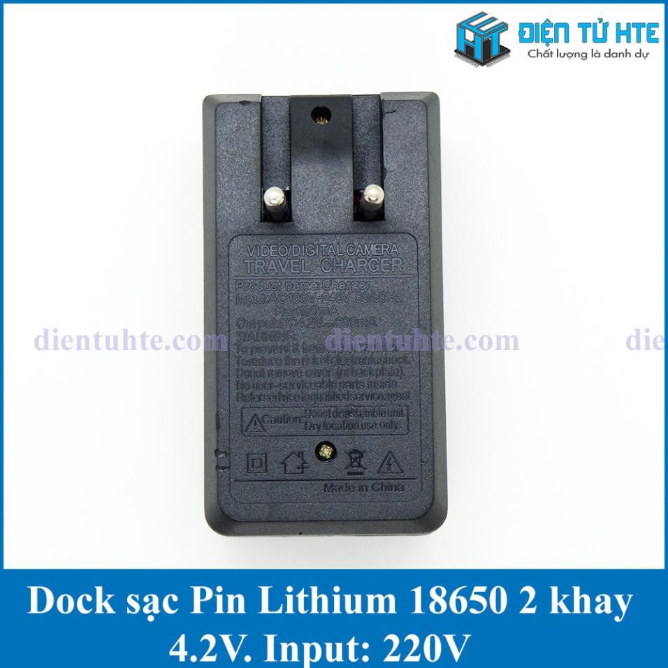 Dock sạc Pin Lithium 18650 4.2V 2 khay [HTE Quy Nhơn CN2]