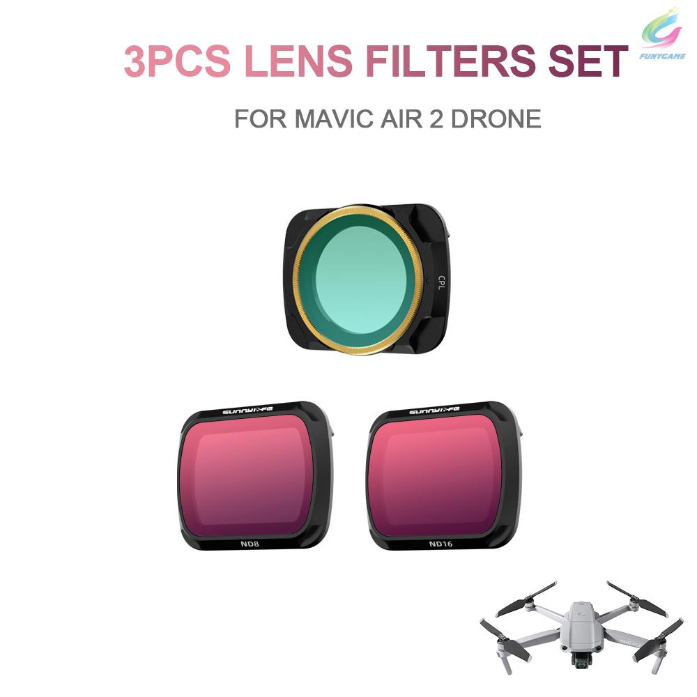 for DJI Mavic Air 2 Drone 3pcs Lens Filter Set CPL ND8 ND16 Filter Combo Multi-coated Filters Camera Lens Glass[fun]