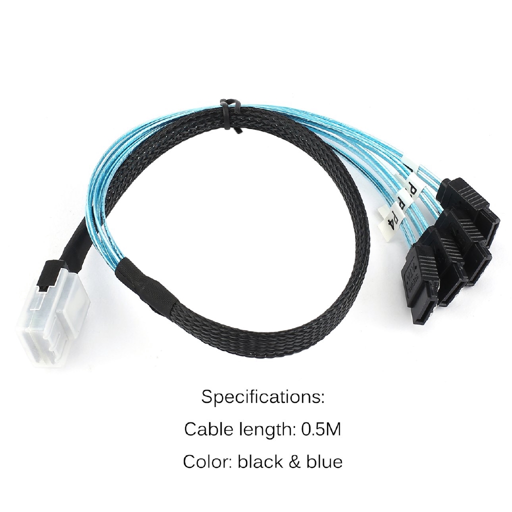 E Mini SAS 4i SFF-8087 36P 36-Pin Male to 4 SATA 7-Pin Splitter Adapter Cable 0.5M