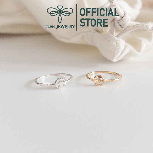 Nhẫn bạc nữ TLEE mẫu mặt cười xinh xắn phong cách minimalist TleeJewelry A0339